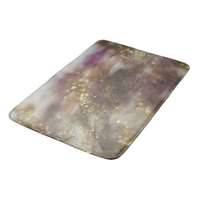 Gold Plum Brown Glitter Glam 1 Bath Mat (Angled)