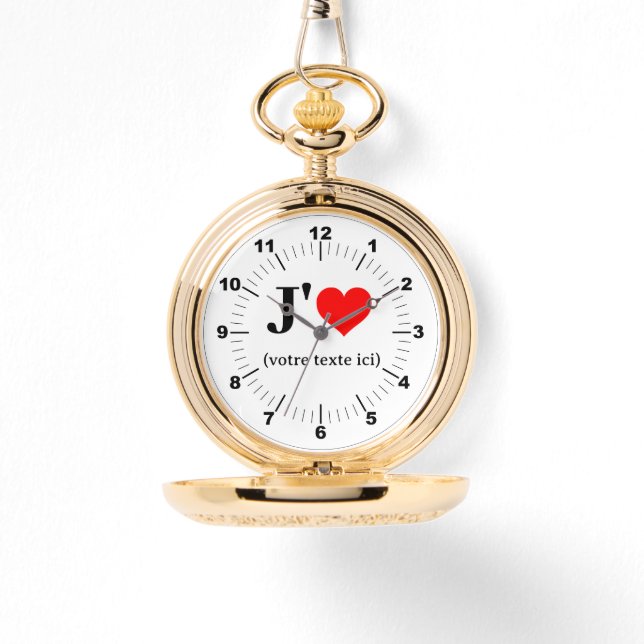 Gold Pocket Watch - Custom I Heart (Front)