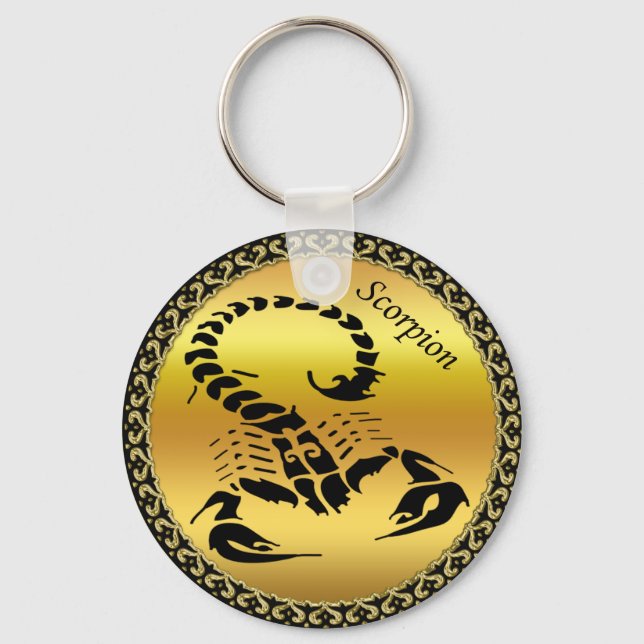 Gold poisonous scorpion very venomous insect key ring (Front)