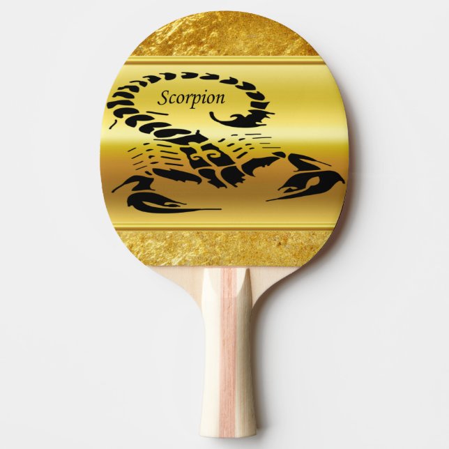 Gold poisonous scorpion very venomous insect ping pong paddle (Front)