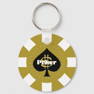 Gold Poker Chip Keychain