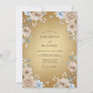 Gold Polished Formal Wedding Invitation