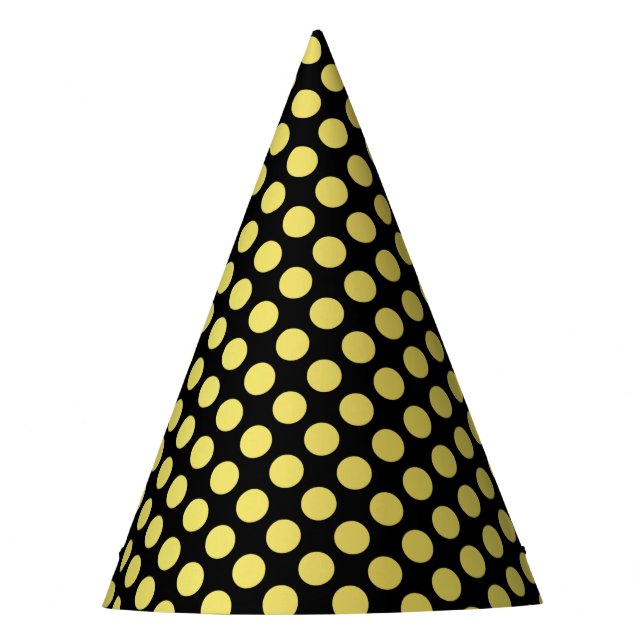 Gold Polka Dot Black Party Hat (Front)