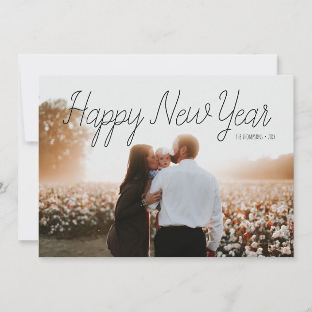 Gold Polka Dot Happy New Year Photo Card (Front)