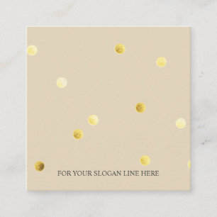 Gold Polka Dot Pattern Beige Square Business Card