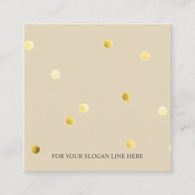 Gold Polka Dot Pattern Beige Square Business Card (Front)