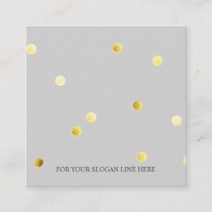 Gold Polka Dot Pattern Grey Square Business Card