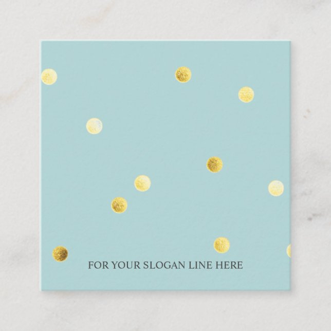 Gold Polka Dot Pattern Pastel Square Business Card (Front)
