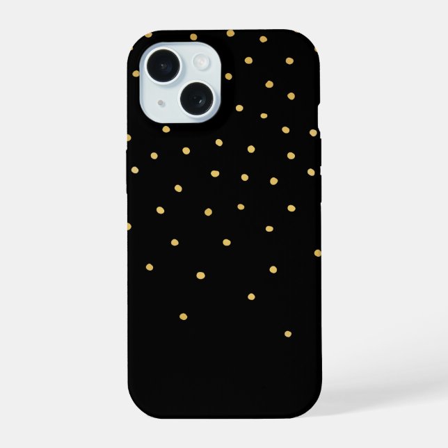 Gold Polka Dot Pattern Tiny Hand Drawn Fading iPhone 15 Case (Back)