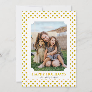Gold Polka Dot Photo Frame Christmas Holiday Card