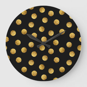 Gold Polka Dot: Sparkling Seamless. Large Clock