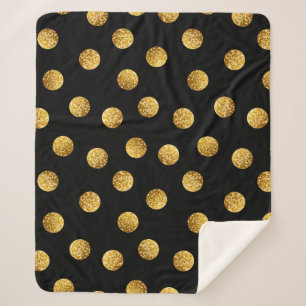 Gold Polka Dot: Sparkling Seamless. Sherpa Blanket