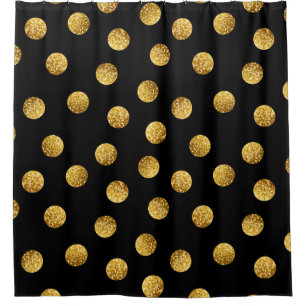 Gold Polka Dot: Sparkling Seamless. Shower Curtain