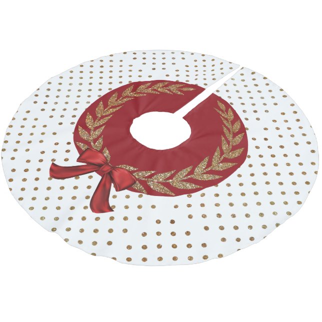 Gold Polka Dot Tree Skirt (Angled)