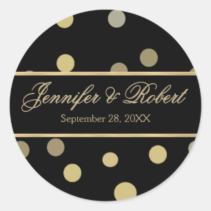 Gold Polka Dot Wedding Sticker