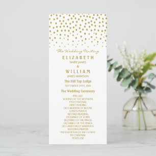 Gold Polka Dot - White & Gold - Wedding Programme
