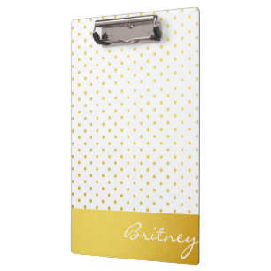 Gold polka dots and monogram - custom clipboard