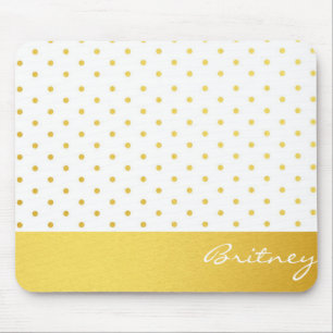 Gold polka dots and monogram - custom mouse mat