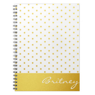 Gold polka dots and monogram - custom notebook