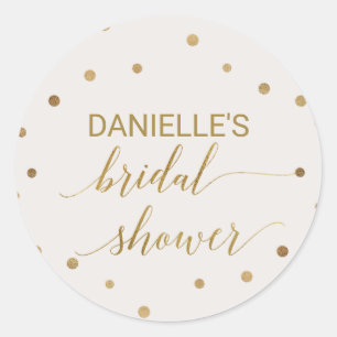Gold Polka Dots Bridal Shower Classic Round Sticker