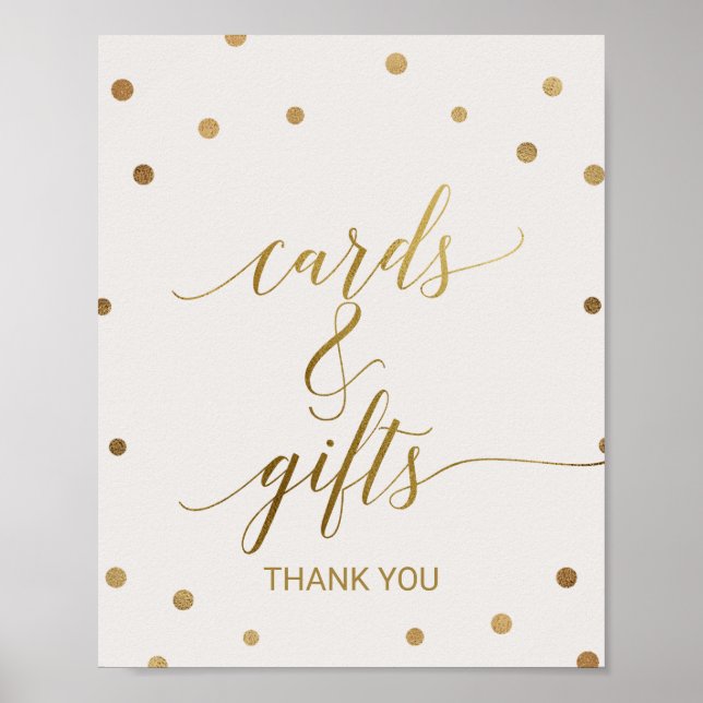 Gold Polka Dots Cards and Gifts Sign (Front)