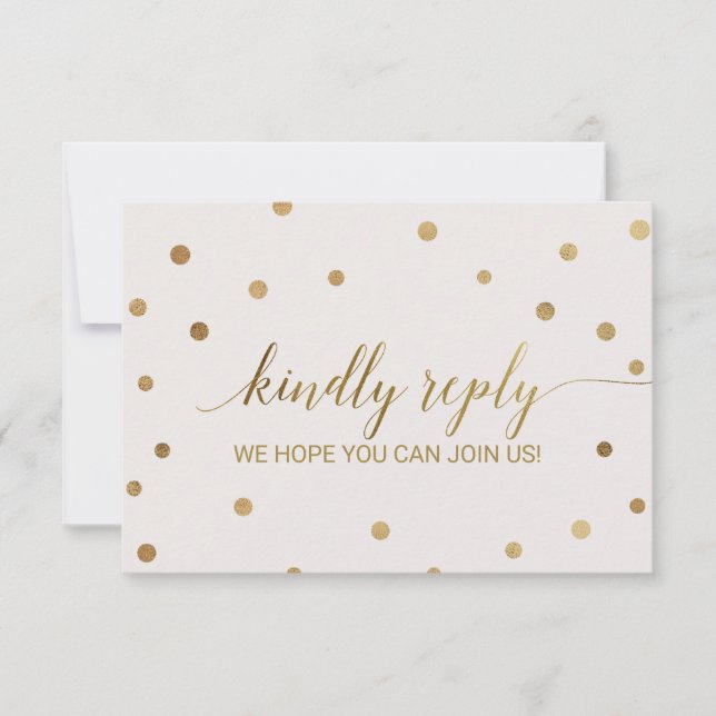 Gold Polka Dots Menu Choice RSVP Card (Front)
