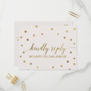 Gold Polka Dots Menu Choice RSVP Postcard