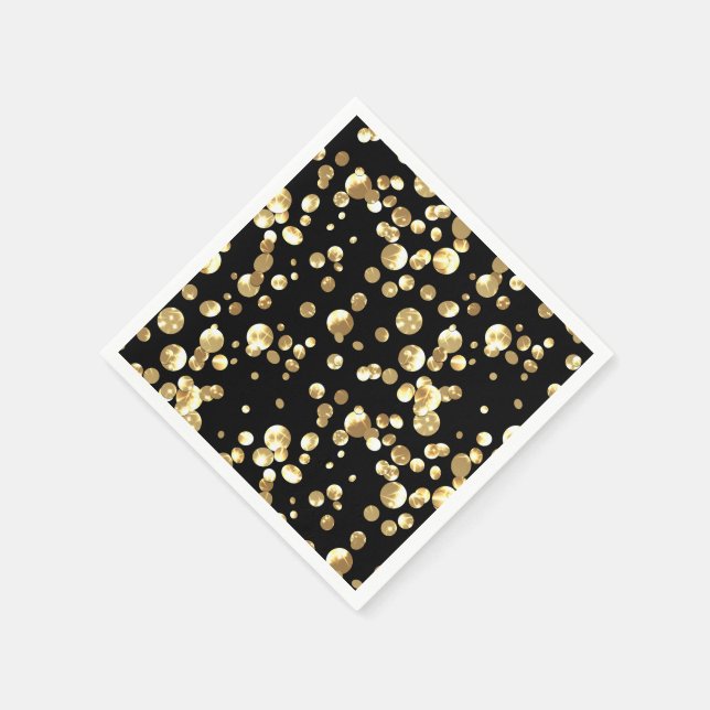 Gold polka dots on a black background . napkin (Corner)