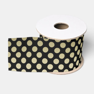 Gold Polka Dots on Black Grosgrain Ribbon