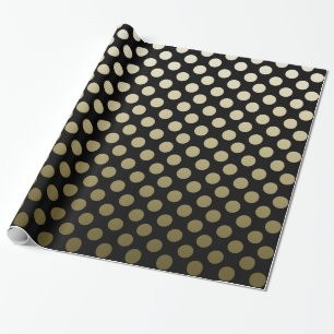 Gold Polka Dots on black Wrapping Paper