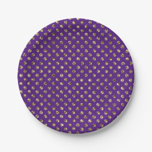 Gold Polka Dots on Custom colour Paper Plate