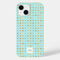 Gold Polka Dots on Mint Green Pattern