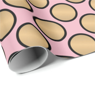 Gold Polka Dots on Pink Wrapping Paper