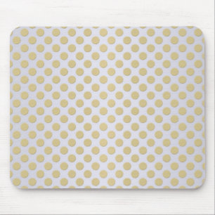 Gold Polka Dots on Silver Mouse Mat