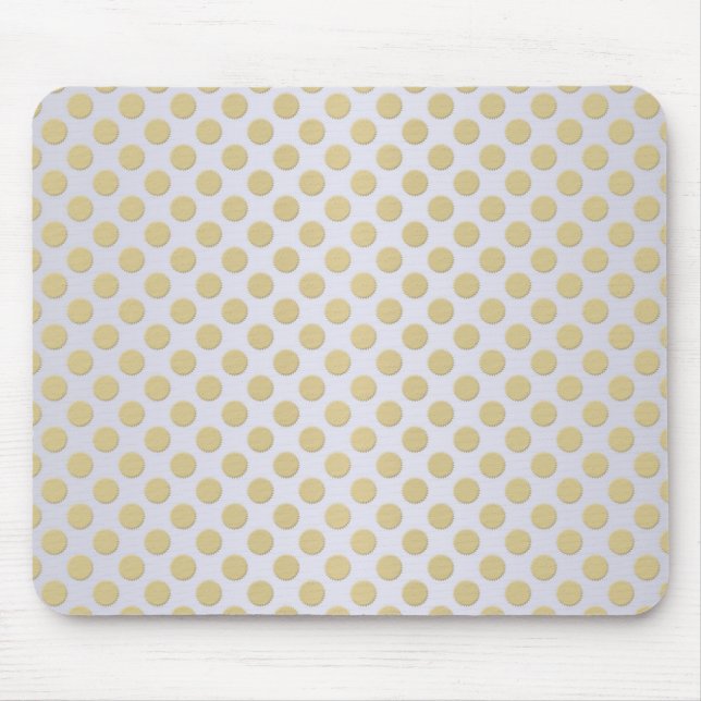 Gold Polka Dots on Silver Mouse Mat (Front)