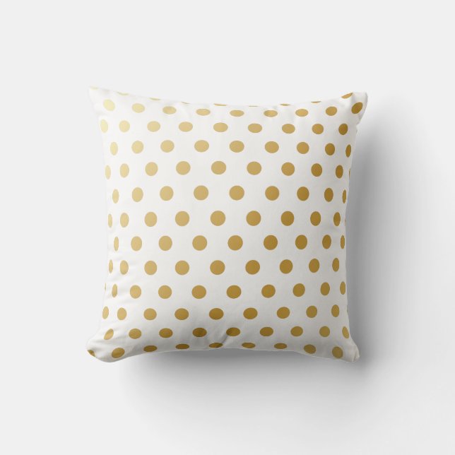 Gold Polka Dots Pattern Cushion (Front)