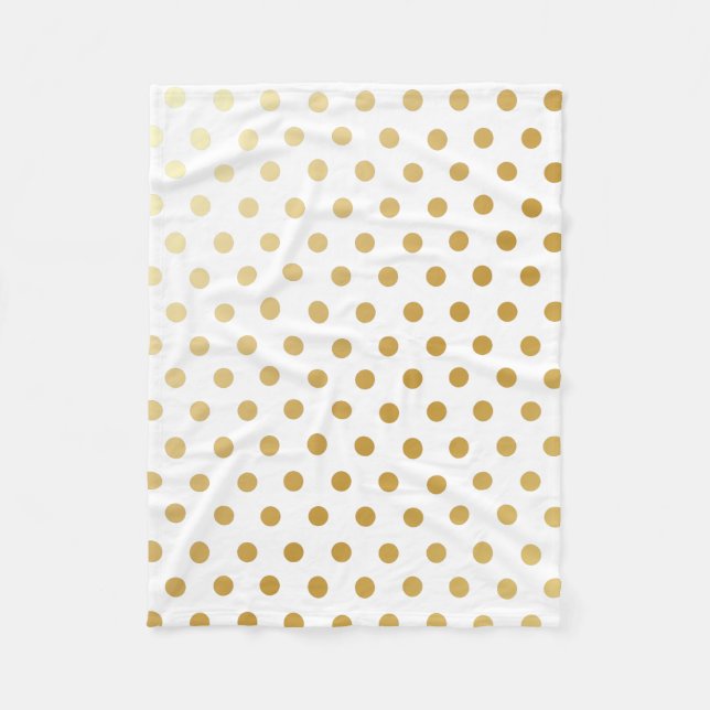 Gold Polka Dots Pattern Fleece Blanket (Front)