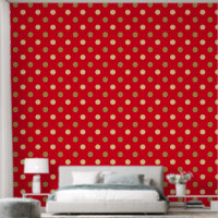 Gold polka dots pattern on red