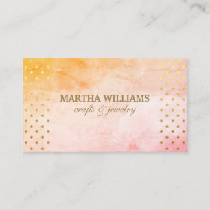 Gold Polka Dots Pattern Watercolor Stylish Business Card