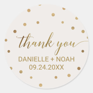 Gold Polka Dots Thank You Favour Classic Round Sticker