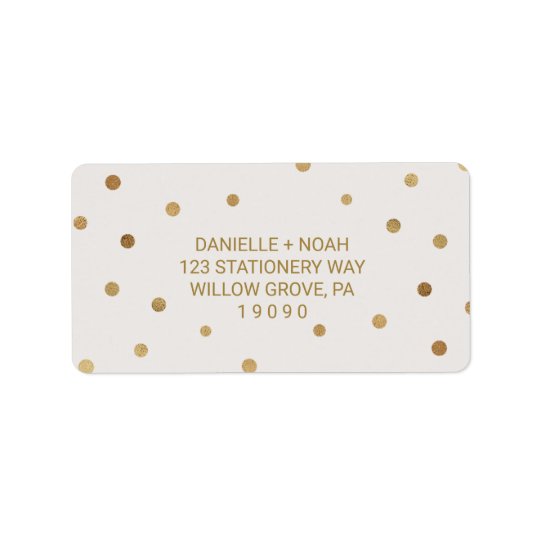 Gold Polka Dots Wedding Address Label