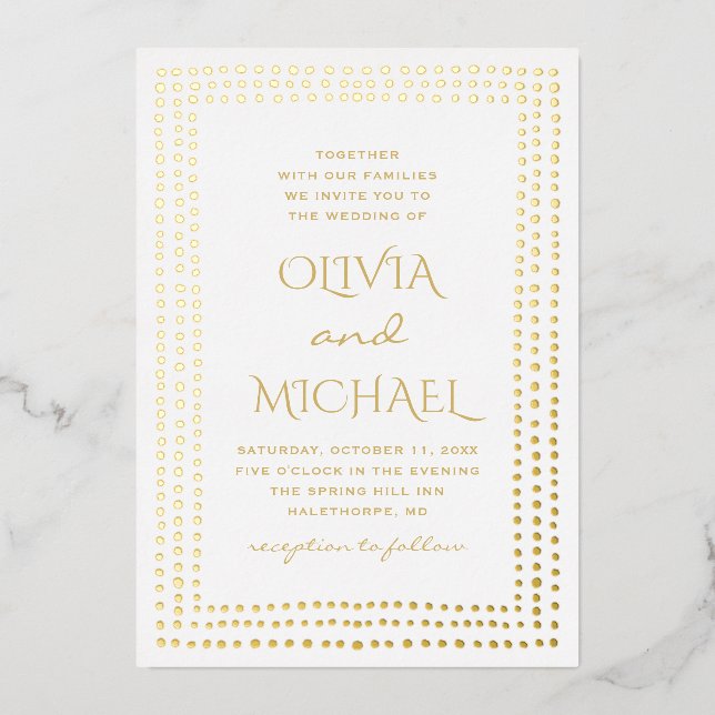 Gold polka dots wedding. Elegant simple geometric (Front)
