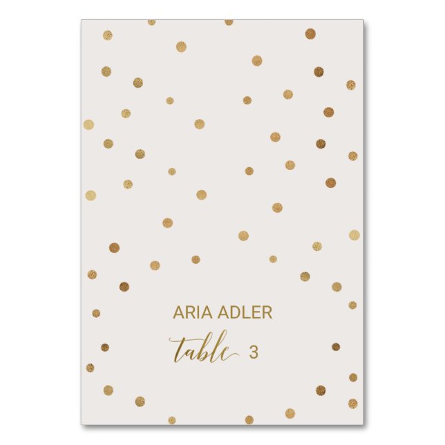 Gold Polka Dots Wedding Escort Place Cards (Front)