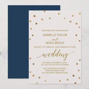 Gold Polka Dots Wedding Invitation