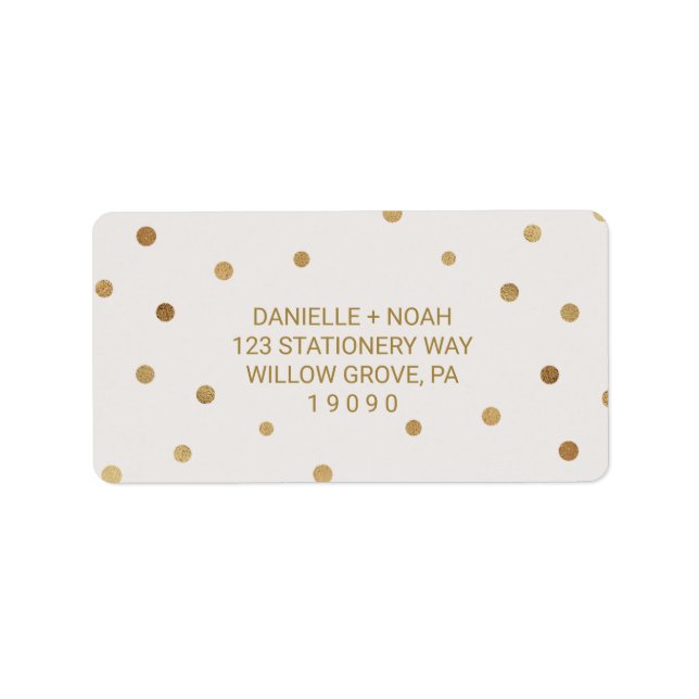 Gold Polka Dots Wedding Label (Front)