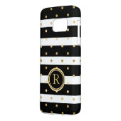 Gold-Polka Dots With Black & White Stripes Case-Mate Samsung Galaxy Case (Back Left)