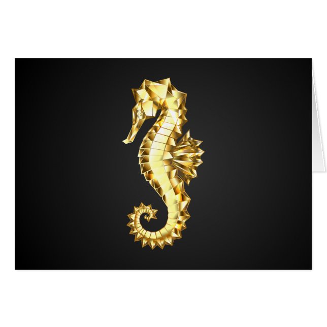 Gold Polygonal Seahorse (Front Horizontal)