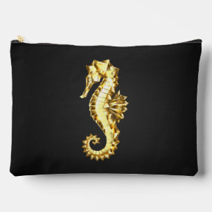 Gold Polygonal Seahorse Accessory Pouch