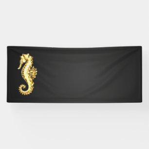Gold Polygonal Seahorse Banner