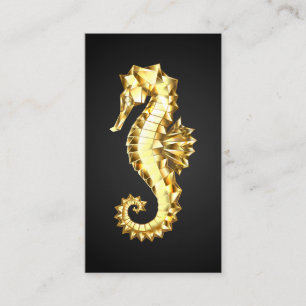 Gold Polygonal Seahorse Business Card